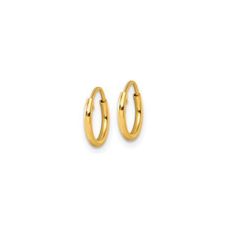 Sterling Silver Small Hoop Earrings, Gold Plated, Lightweight Minimalist Endless Design