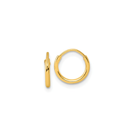 Sterling Silver Small Hoop Earrings, Gold Plated, Lightweight Minimalist Endless Design