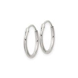 Sterling Silver Hoop Earrings, Lightweight Thin 1.3mm Polished Round Open Hoops for Women or Unisex Wear
