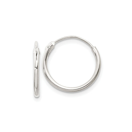 Sterling Silver Hoop Earrings, Lightweight Thin 1.3mm Polished Round Open Hoops for Women or Unisex Wear