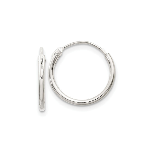 Sterling Silver Hoop Earrings, Lightweight Thin 1.3mm Polished Round Open Hoops for Women or Unisex Wear