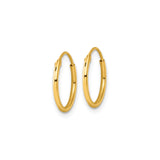 Sterling Silver Hoop Earrings, Gold Plated, Lightweight Polished Minimalist Style