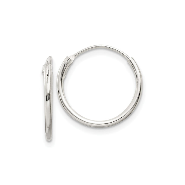 Sterling Silver Hoop Earrings, Classic Round Polished Design, Lightweight Minimalist Style