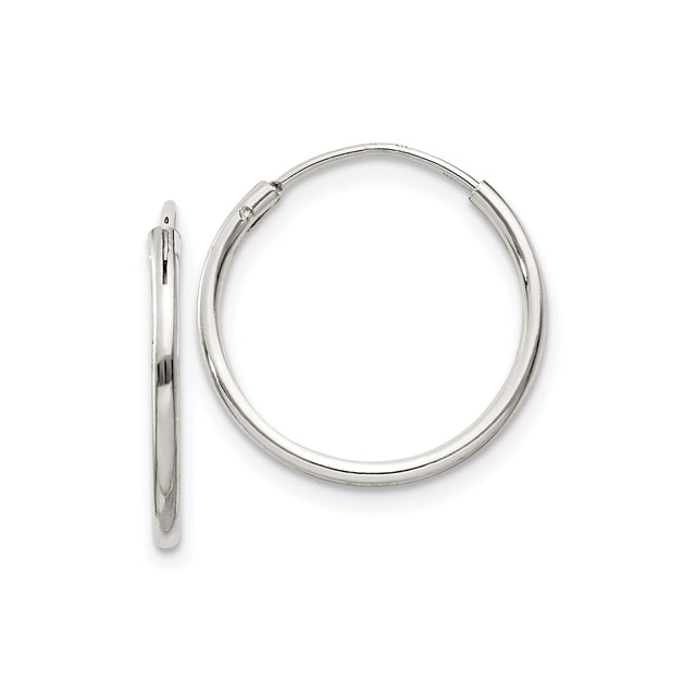 Sterling Silver Hoop Earrings, Classic Round Polished Metal Loops with Minimalist Design