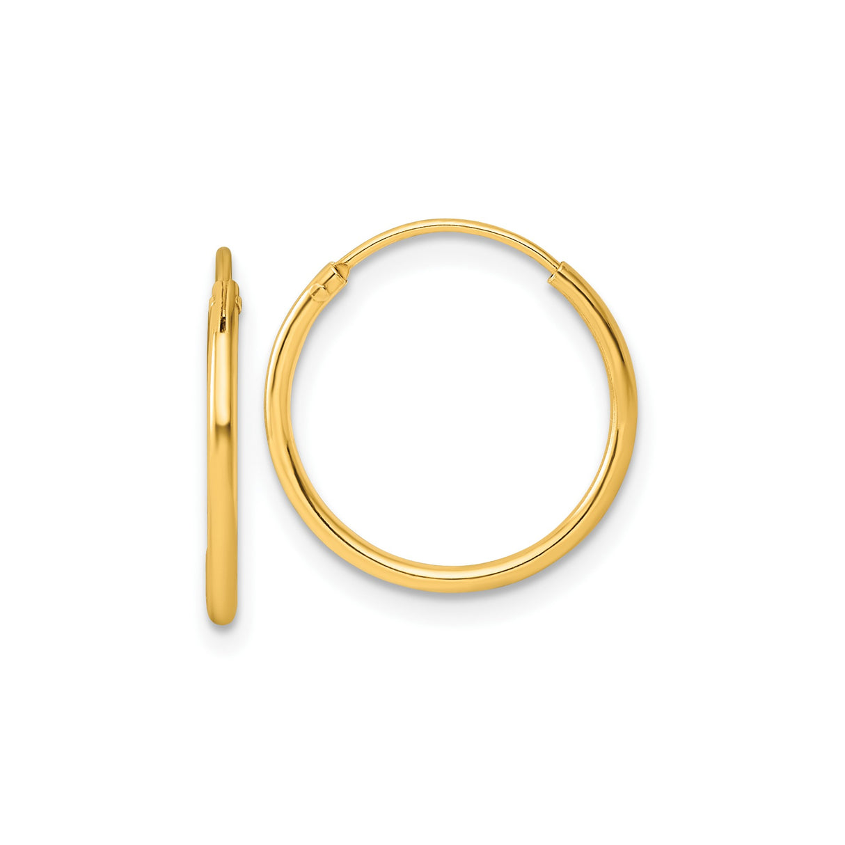 Sterling Silver Gold Plated Hoop Earrings, Classic Polished Endless Design for Women