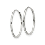 Sterling Silver Hoop Earrings, Polished Round Tube, Minimalist Endless Style for Women