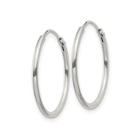 Sterling Silver Hoop Earrings, Polished Round Tube, Minimalist Endless Style for Women