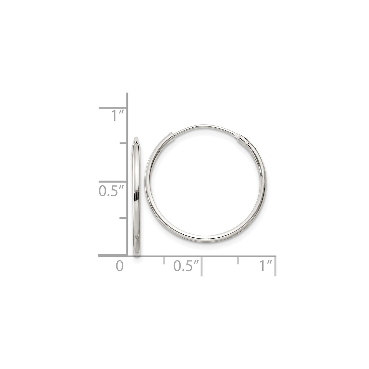 Sterling Silver Hoop Earrings, Polished Round Tube, Minimalist Endless Style for Women