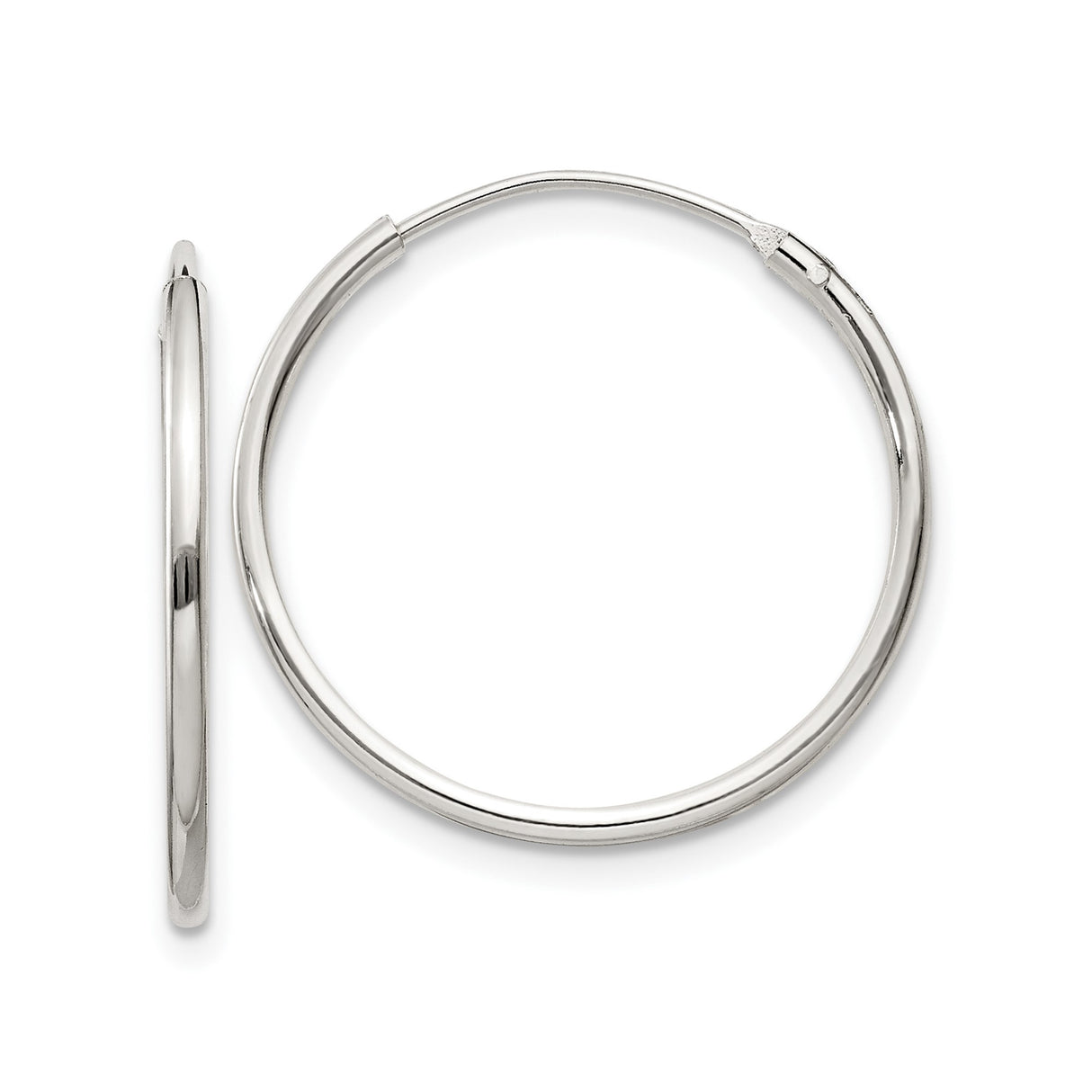 Sterling Silver Hoop Earrings, Polished Round Tube, Minimalist Endless Style for Women