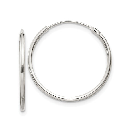 Sterling Silver Hoop Earrings, Polished Round Tube, Minimalist Endless Style for Women