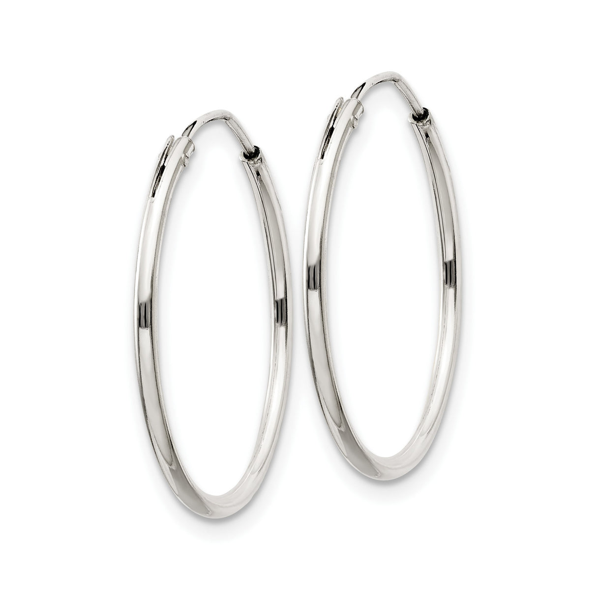 Sterling Silver Hoop Earrings, Round Thin Tube Design with Polished Finish, Snap Closure