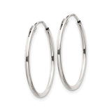 Sterling Silver Hoop Earrings, Round Thin Tube Design with Polished Finish, Snap Closure
