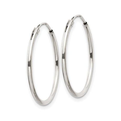 Sterling Silver Hoop Earrings, Round Thin Tube Design with Polished Finish, Snap Closure