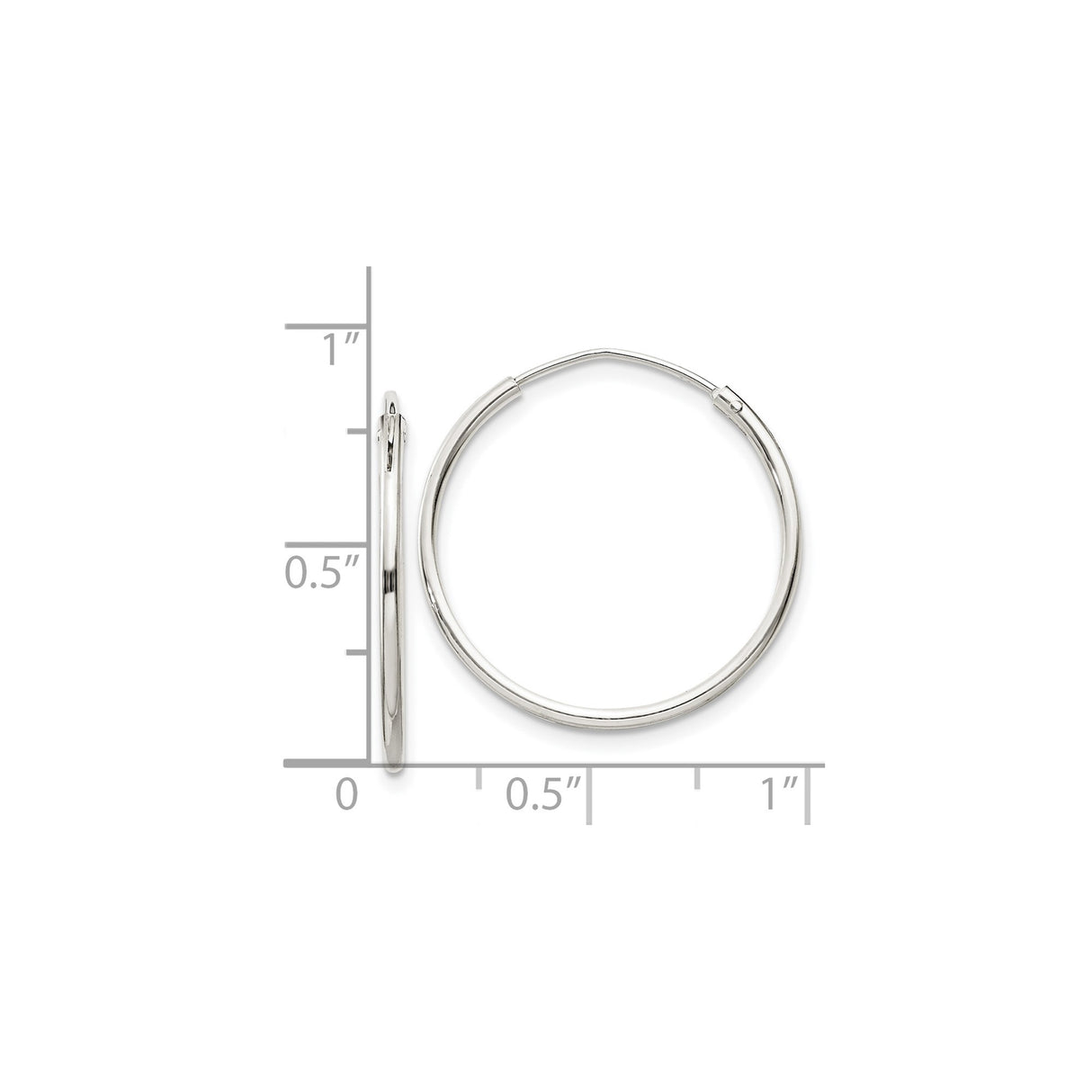 Sterling Silver Hoop Earrings, Round Thin Tube Design with Polished Finish, Snap Closure