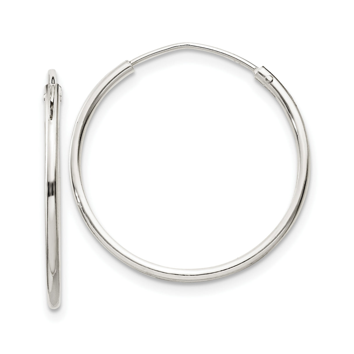 Sterling Silver Hoop Earrings, Round Thin Tube Design with Polished Finish, Snap Closure