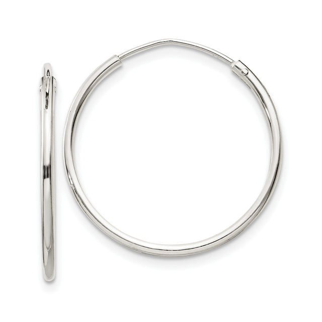 Sterling Silver Hoop Earrings, Round Thin Tube Design with Polished Finish, Snap Closure
