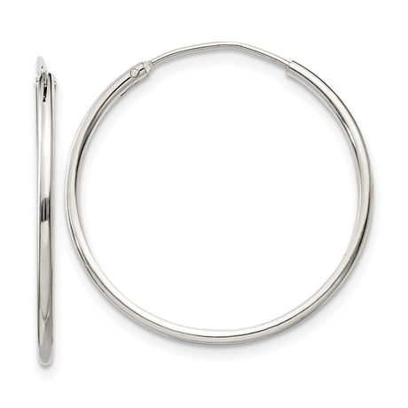 Sterling Silver Hoop Earrings, Classic Round Tube Design with Polished Finish, Lightweight Style