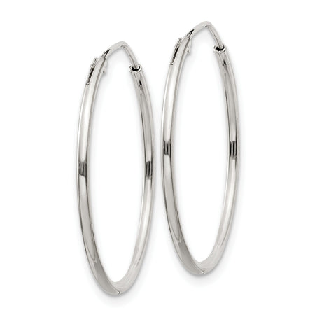 Sterling Silver Hoop Earrings, Lightweight 25mm Round Polished Minimalist Style for Women