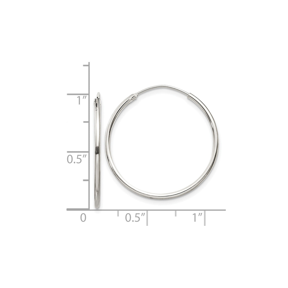 Sterling Silver Hoop Earrings, Lightweight 25mm Round Polished Minimalist Style for Women