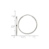Sterling Silver Hoop Earrings, Lightweight 25mm Round Polished Minimalist Style for Women