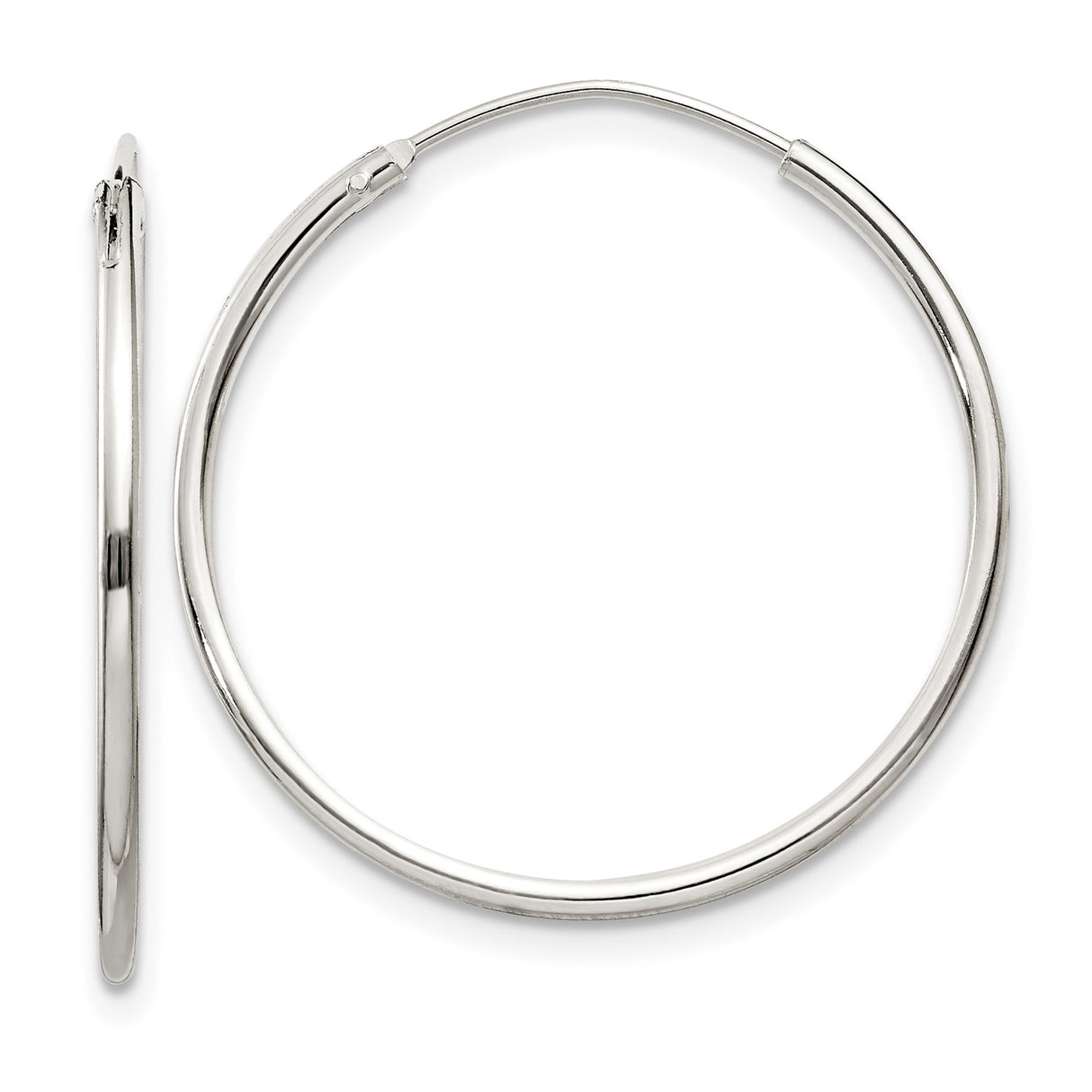 Sterling Silver Hoop Earrings, Lightweight 25mm Round Polished Minimalist Style for Women