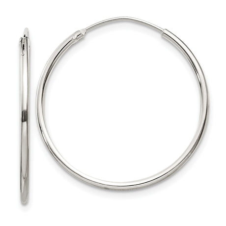Sterling Silver Hoop Earrings, Lightweight 25mm Round Polished Minimalist Style for Women