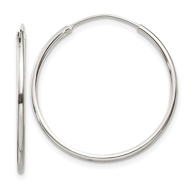 Sterling Silver Hoop Earrings, Lightweight 25mm Round Polished Minimalist Style for Women