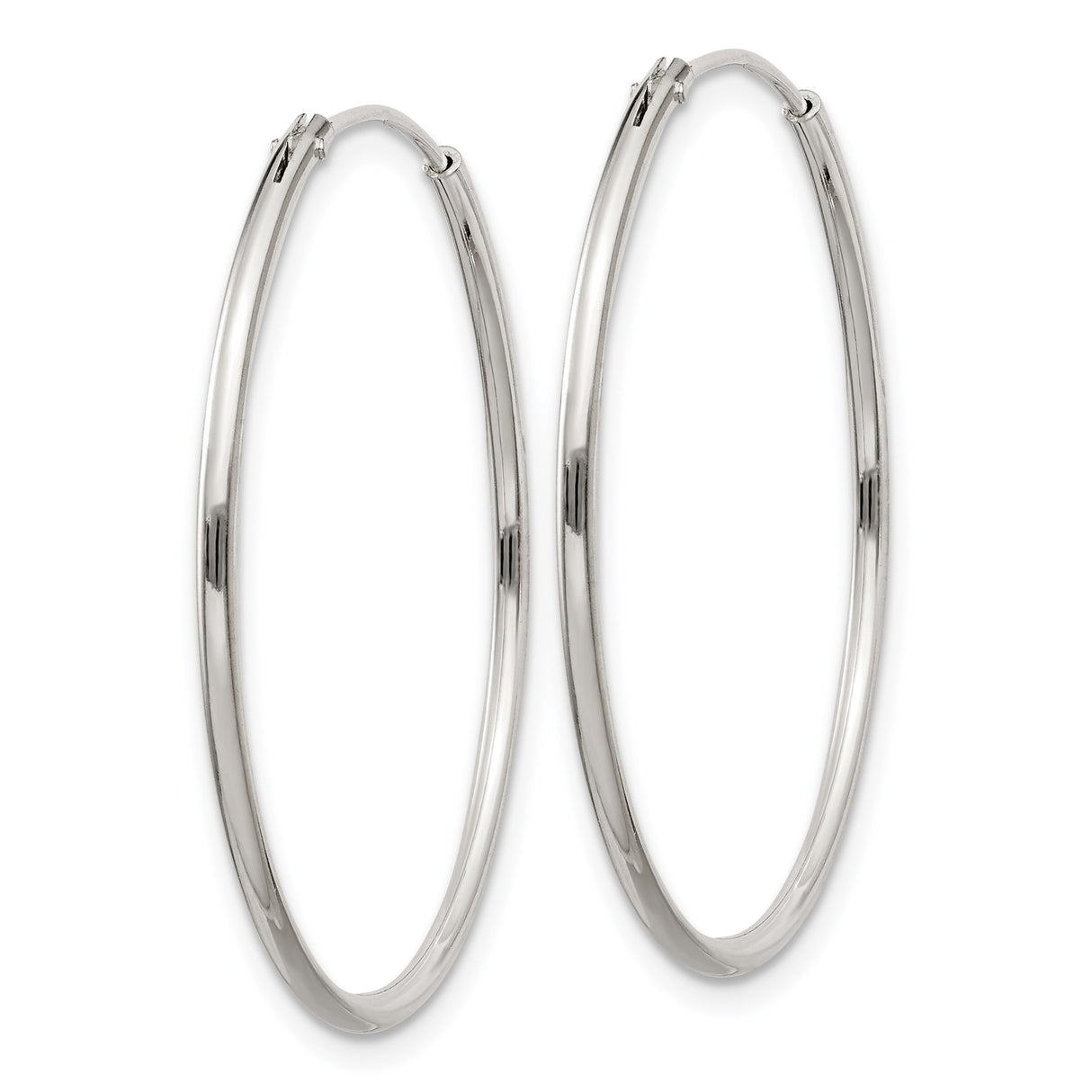 Sterling Silver Hoop Earrings, Lightweight Large Polished Round Minimalist Tube Design