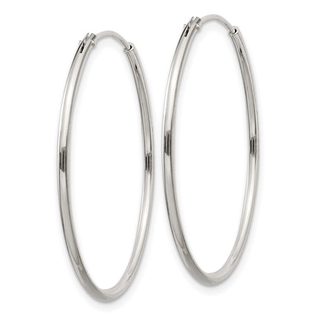 Sterling Silver Hoop Earrings, Lightweight Large Polished Round Minimalist Tube Design