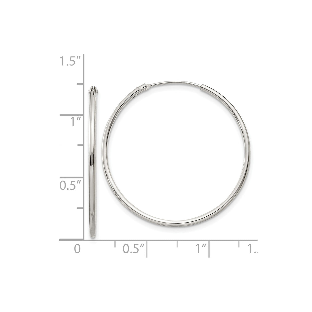 Sterling Silver Hoop Earrings, Lightweight Large Polished Round Minimalist Tube Design