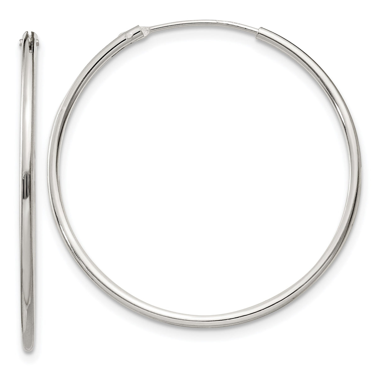 Sterling Silver Hoop Earrings, Lightweight Large Polished Round Minimalist Tube Design