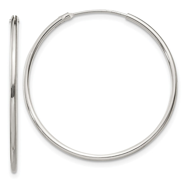 Sterling Silver Hoop Earrings, Lightweight Large Polished Round Minimalist Tube Design