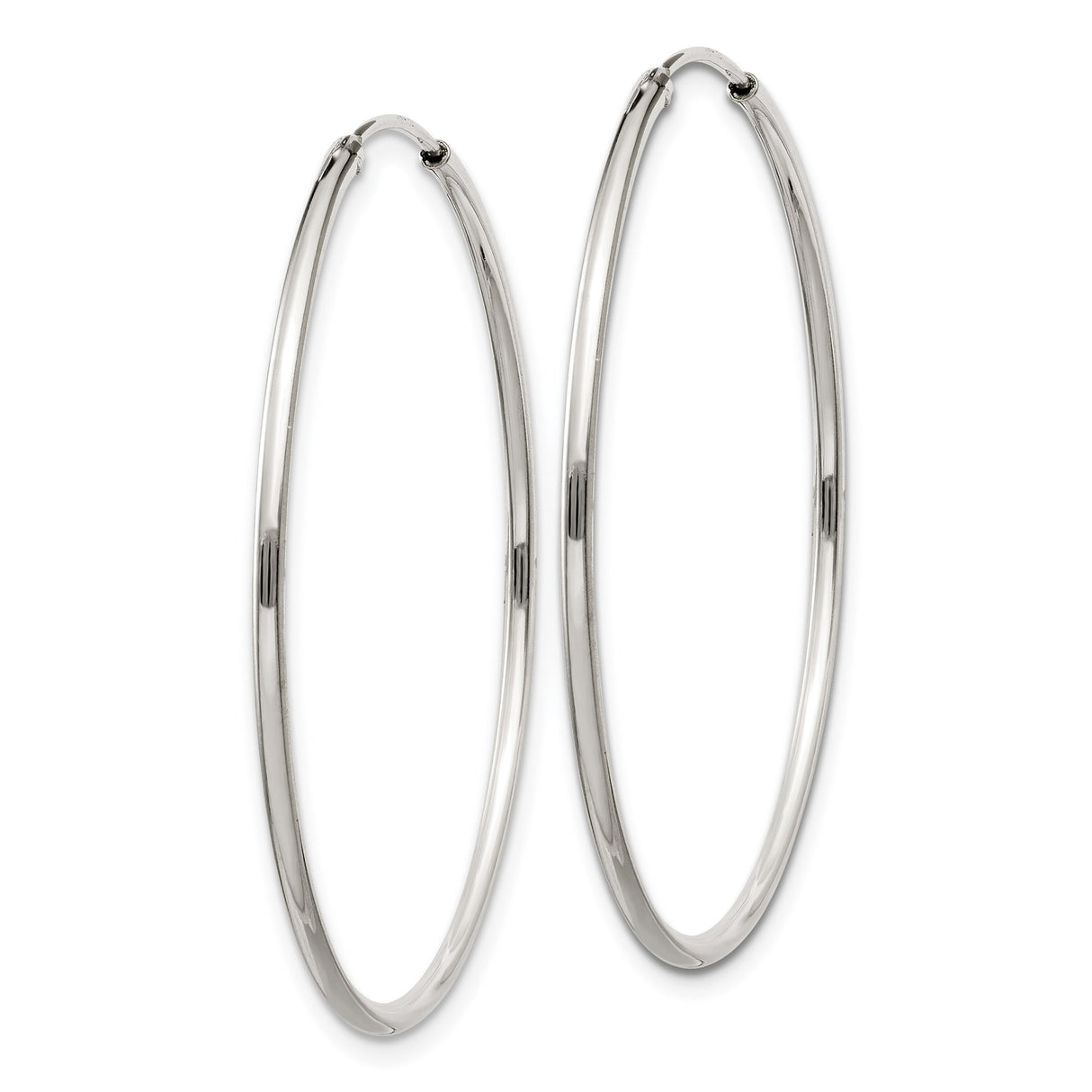 Sterling Silver Hoop Earrings, Classic Round Polished Lightweight Tube Design for Women