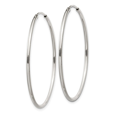 Sterling Silver Hoop Earrings, Classic Round Polished Lightweight Tube Design for Women