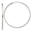 Sterling Silver Hoop Earrings, Classic Round Polished Lightweight Tube Design for Women