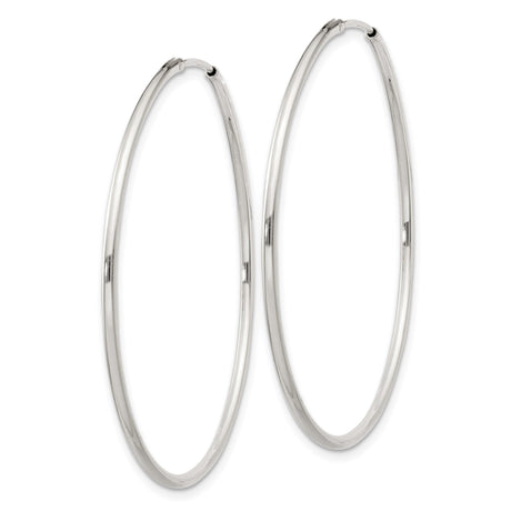Sterling Silver Hoop Earrings, Large Endless Round Tube Style with Polished Finish for Women