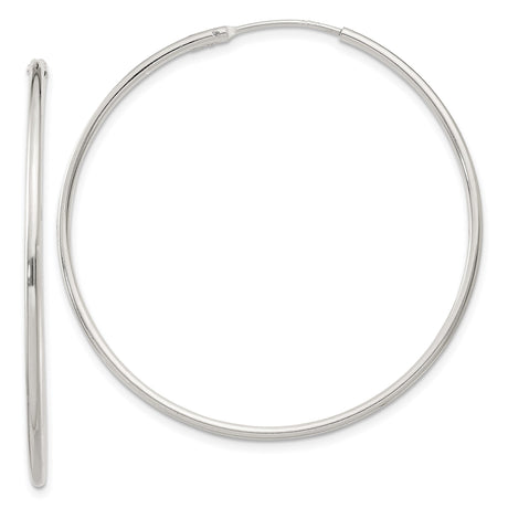 Sterling Silver Hoop Earrings, Large Endless Round Tube Style with Polished Finish for Women
