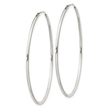 Sterling Silver Hoop Earrings, Large Polished Tube Design, Lightweight Minimalist Style for Women