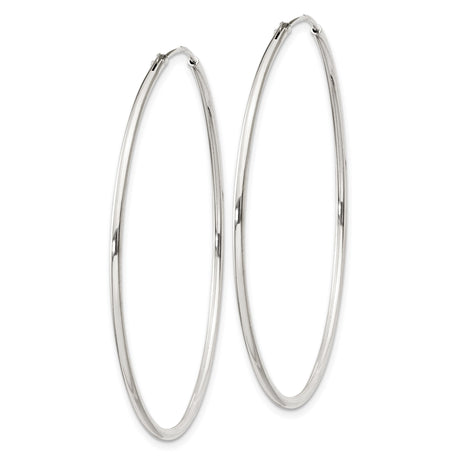 Sterling Silver Hoop Earrings, Large Polished Tube Design, Lightweight Minimalist Style for Women