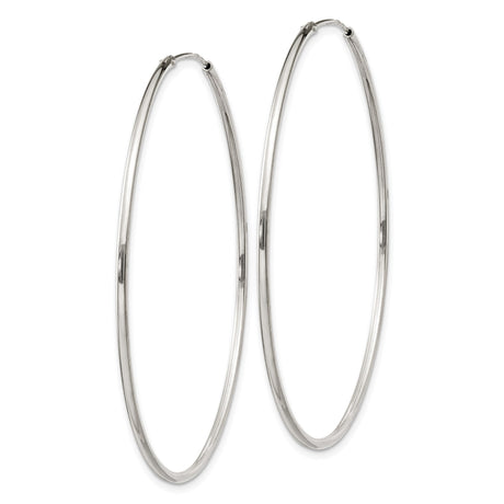 Sterling Silver Hoop Earrings, Large Lightweight Round Design with High Polish Finish
