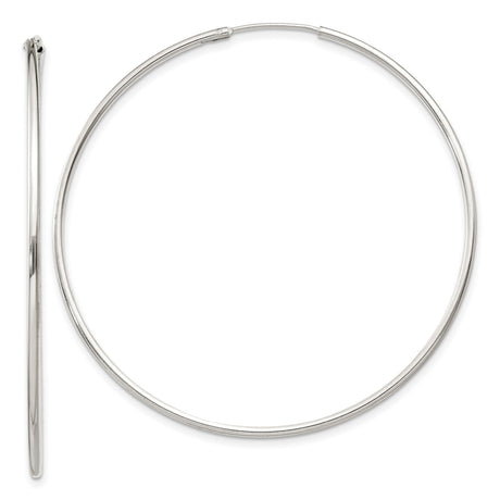 Sterling Silver Hoop Earrings, Large Lightweight Round Design with High Polish Finish