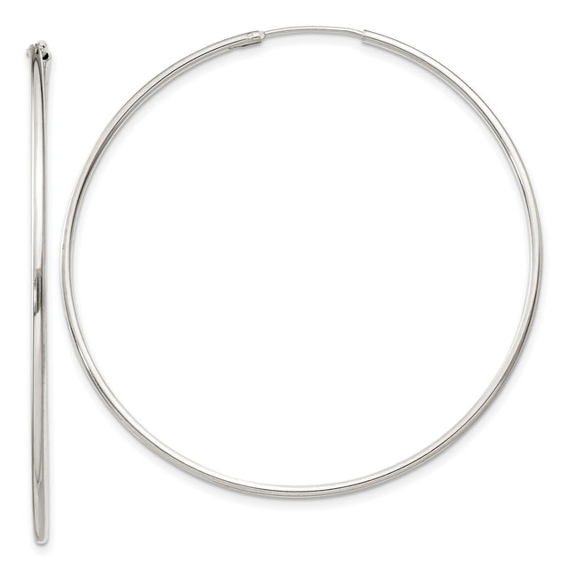 Sterling Silver Hoop Earrings, Large Lightweight Round Design with High Polish Finish