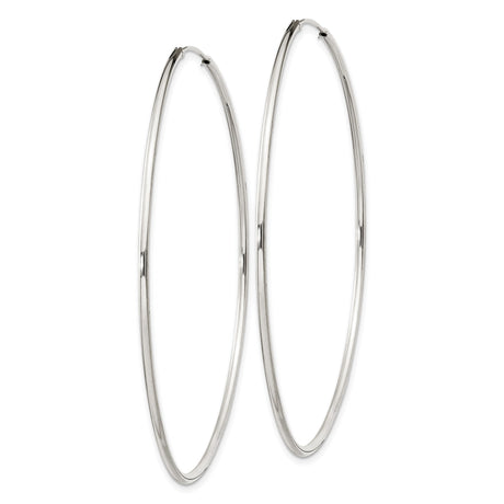 Sterling Silver Hoop Earrings, Large Thin Round Minimalist Endless Design for Women