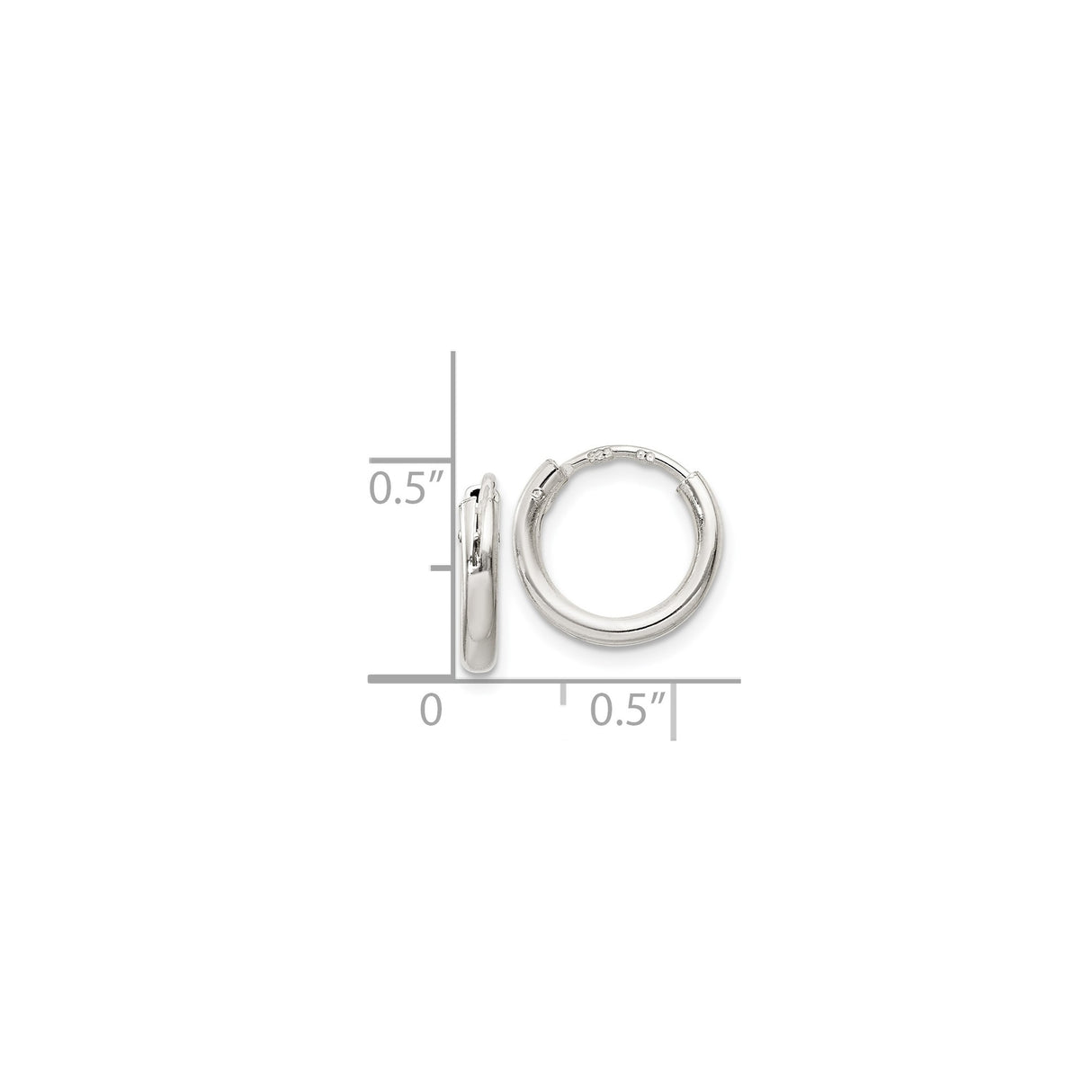 Sterling Silver Hoop Earrings, Smooth Polished Finish, Hinged Snap Closure, Minimalist Round Design