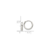 Sterling Silver Hoop Earrings, Smooth Polished Finish, Hinged Snap Closure, Minimalist Round Design