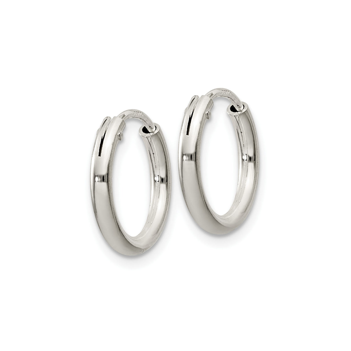 Sterling Silver Hoop Earrings, Round Polished Finish, Hinged Clasp, Minimalist Design for Women