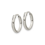 Sterling Silver Hoop Earrings, Round Polished Finish, Hinged Clasp, Minimalist Design for Women
