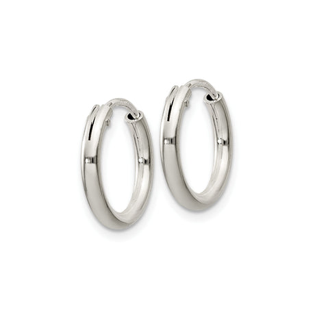 Sterling Silver Hoop Earrings, Round Polished Finish, Hinged Clasp, Minimalist Design for Women
