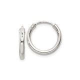 Sterling Silver Hoop Earrings, Round Polished Finish, Hinged Clasp, Minimalist Design for Women