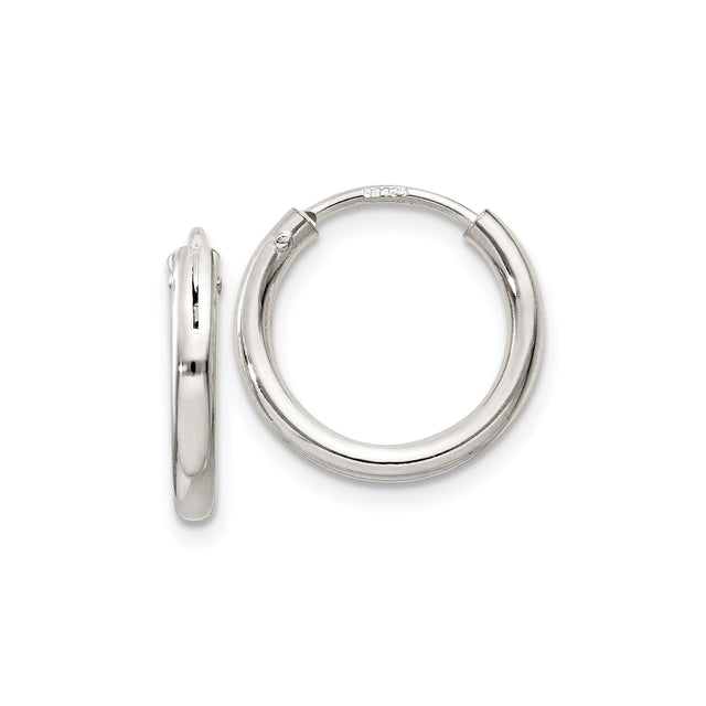 Sterling Silver Hoop Earrings, Round Polished Finish, Hinged Clasp, Minimalist Design for Women